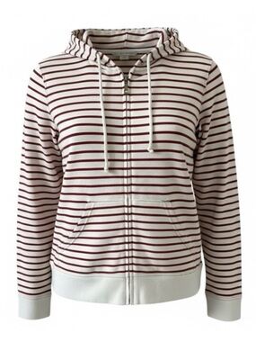 NEW Cutter & Buck Red and Off White Striped Full Zip Hoodie Size Medium